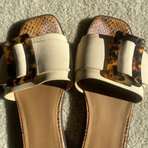 Sam Edelman Inez Slide Cream Sandals Tortoise Oversized Buckle, Size 7.5 - Picture 7 of 7